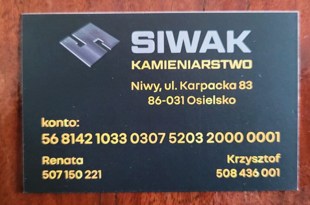 Wizytówka 85 x 55 mm foliowana matowo plus lakier selektywny
